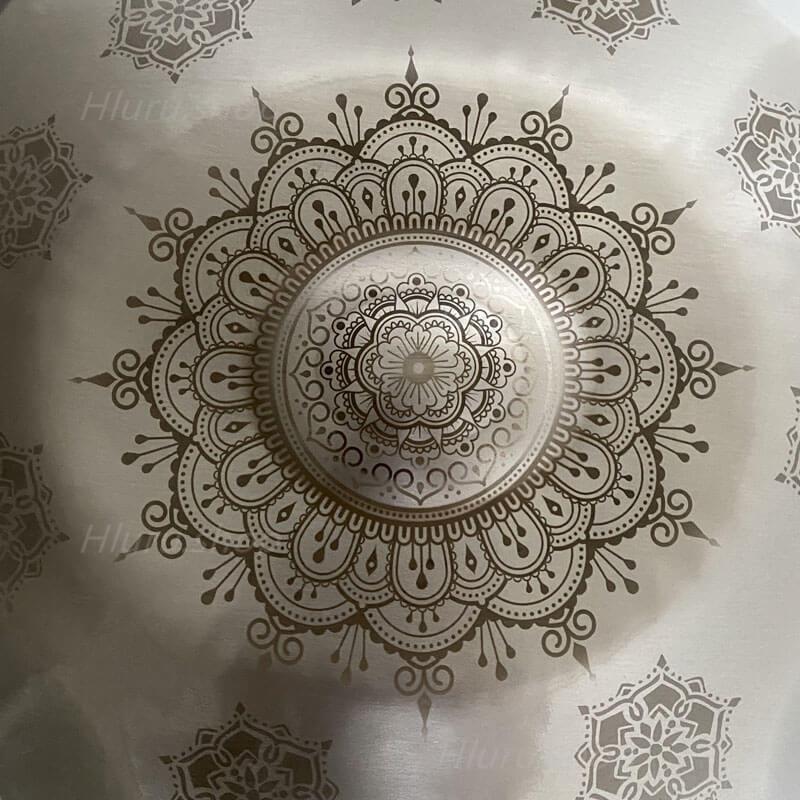 MiSoundofNature Mini Handpan Drum High-end Stainless Steel Handmade in G Minor 9 Notes 18 Inches - Available in 432 Hz and 440 Hz, Laser engraved Mandala pattern. Never fade.