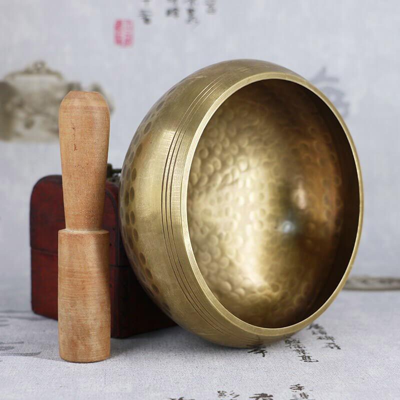 Kirin Pattern Tibetan / Nepal Handmade Singing Bowl Set - Stick, Cushion, Cloth bag, Box - HLURU.SHOP
