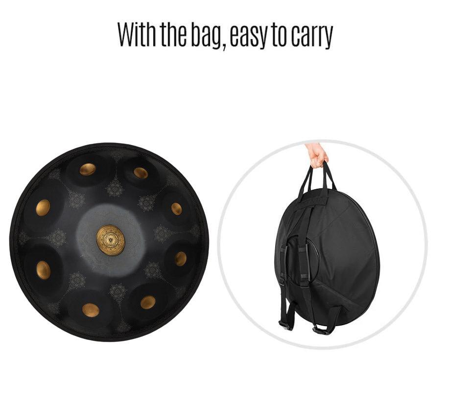 MiSoundofNature Customized F3 22 Inch 10 Notes Stainless Steel / Nitride Steel Handmade Mandala pattern Handpan Drum, Available in 432 Hz and 440 Hz