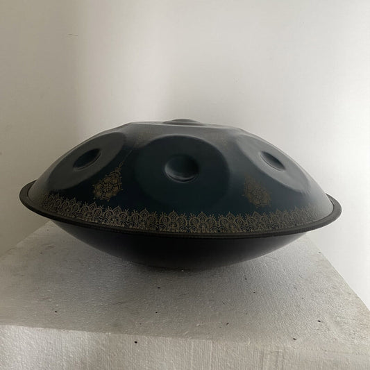 MiSoundofNature Customized Handmade C Major 22 Inch 10 Notes High-end Nitride Steel Handpan Drum, Available in 432 Hz and 440 Hz - Laser engraved Mandala pattern. Never fade.