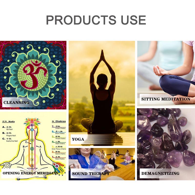 MiSoundofNature Blue Flower Of Life Singing Bowl With Handle Deluxe Gold Plated 7 Chakra Crystal Singing Bowl Handle