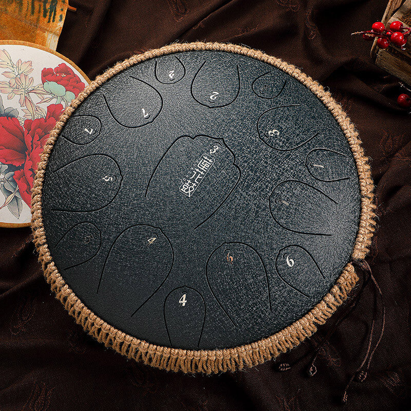 MiSoundofNature Huashu Upgrade Lotus Carbon Steel Tongue Drum 14 Inches 15 Notes C Key (D KEY Can Be Customized) - MiSoundofNature