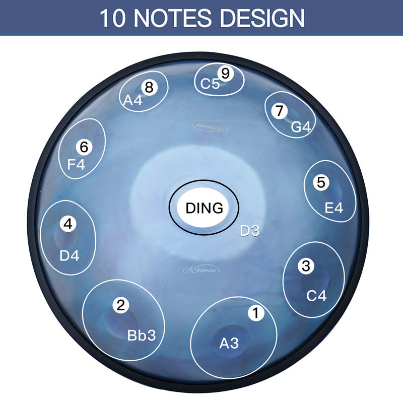 MiSoundofNature Handpan Ice Age Multiple Notes & Scale Ice Blue Hangdrum with gift set