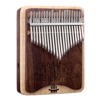 HLURU 21 Keys Hollow Kalimba Finger Piano, Box Resonace and Plate Thumb Piano 2 in 1 Black Walnut & Maple Pocket Thumb Piano