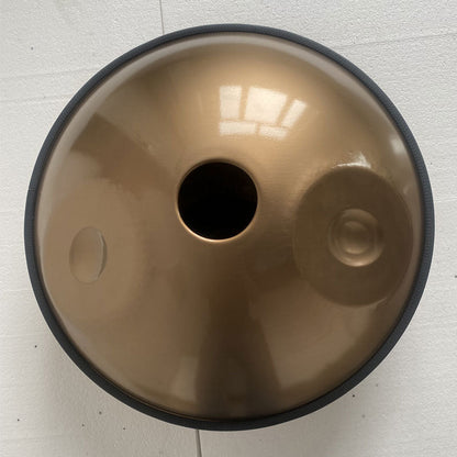 MiSoundofNature King Handpan F3 Low Pygmy 22" – 10/10+2 Note con Area Placcata Oro, Acciaio Inox / Nitrurato, Disponibile in 432 Hz e 440 Hz