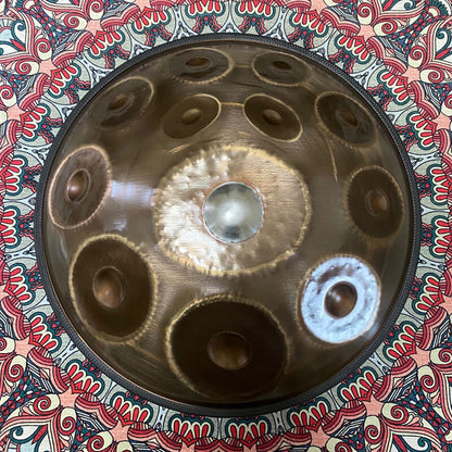 MiSoundofNature Customized F3 Ember Steel High End Handpan-Trommel 22 Zoll 14(12+2) Noten, erhältlich in 432 Hz und 440 Hz
