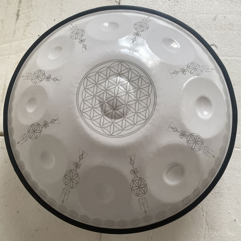 MiSoundofNature Life of Flower Escala kurd hecha a mano/escala celtic D menor 22 pulgadas 9/10/12 notas Handpan Drum de acero inoxidable, disponible en 432 Hz y 440 Hz
