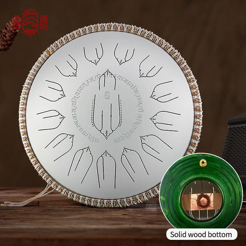 MiSoundofNature EQ Titanium Steel Tongue Drum 15 Notes 14'' D Minor Kurd 432Hz