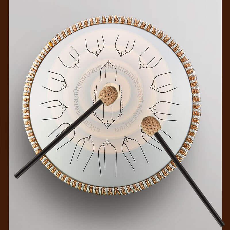 MiSoundofNature EQ Titanium Steel Tongue Drum 15 Notes 14'' D Minor Kurd 432Hz