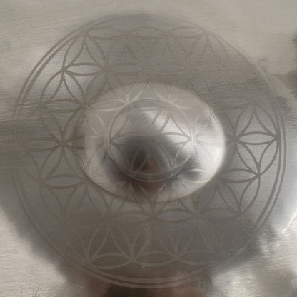 Customized MiSoundofNature Life of Flower Handmade Kurd Scale / Celtic Scale D Minor 22 Inch 9/10/12 Notes Stainless Steel Handpan Drum, Available in 432 Hz and 440 Hz