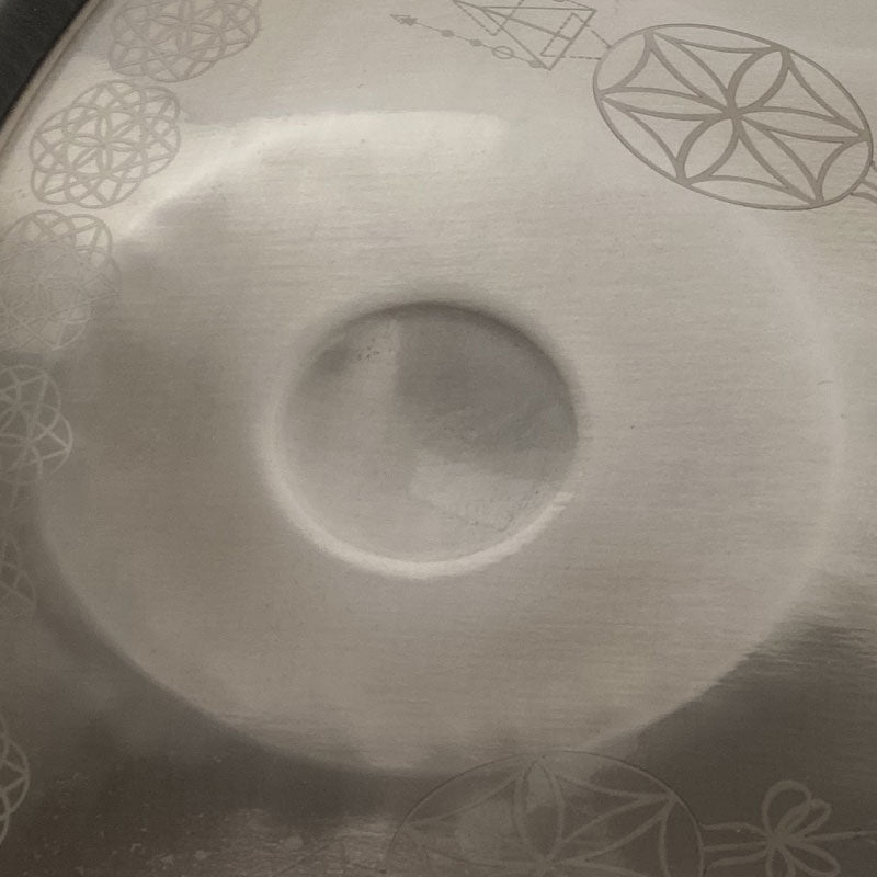 Customized MiSoundofNature Life of Flower Handmade Kurd Scale / Celtic Scale D Minor 22 Inch 9/10/12 Notes Stainless Steel Handpan Drum, Available in 432 Hz and 440 Hz