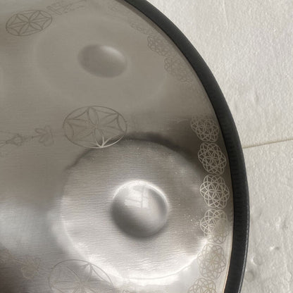 Customized MiSoundofNature Life of Flower Handmade Kurd Scale / Celtic Scale D Minor 22 Inch 9/10/12 Notes Stainless Steel Handpan Drum, Available in 432 Hz and 440 Hz
