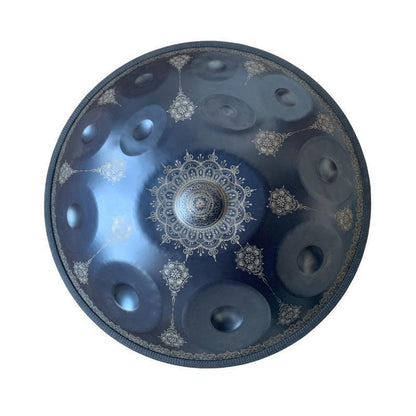 MiSoundofNature Mandala Pattern Handmade Customized Featured F3 Nitride Steel Handpan Drum 22 Inch 9/10/11/12 Notes, Available in 432 Hz and 440 Hz