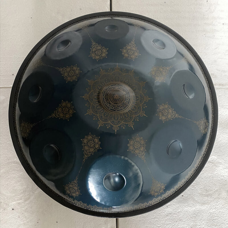 MiSoundofNature Handpan E La Sirena 22" – 9 Note con Motivo Mandala, Acciaio Nitrurato Premium, Disponibile in 432 Hz e 440 Hz