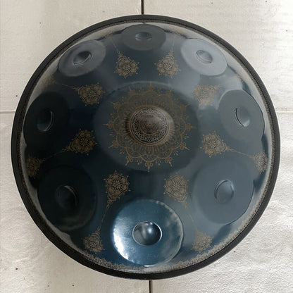 MiSoundofNature Handpan E La Sirena 22" – 9 Note con Motivo Mandala, Acciaio Nitrurato Premium, Disponibile in 432 Hz e 440 Hz