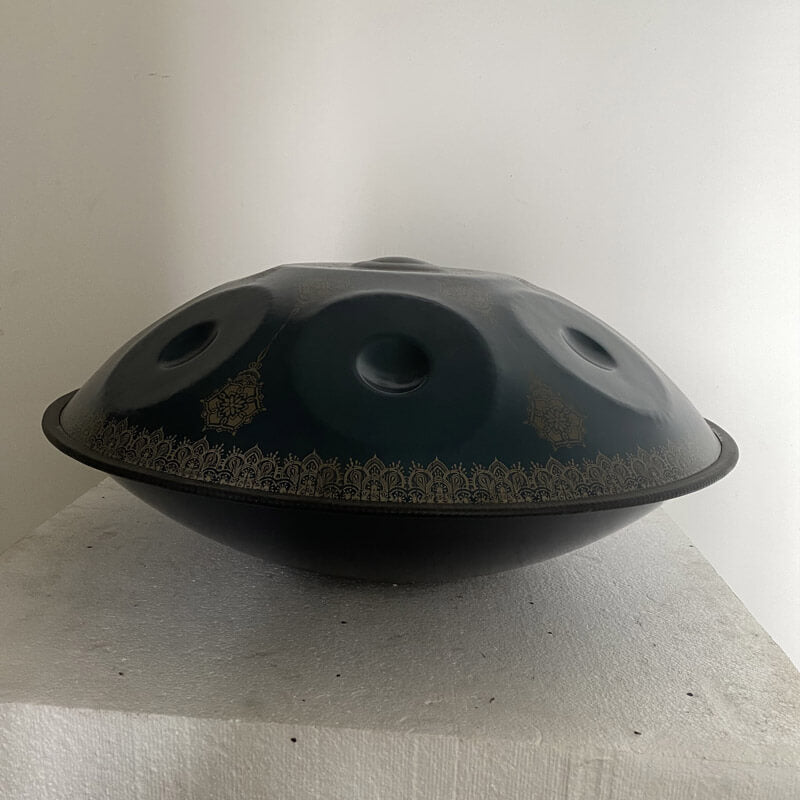 MiSoundofNature Mandala Pattern Handmade Nitride Steel Handpan Drum Kurd Scale / Celtic Scale D Minor 22 Inch 9 Notes Featured, Available in 432 Hz and 440 Hz