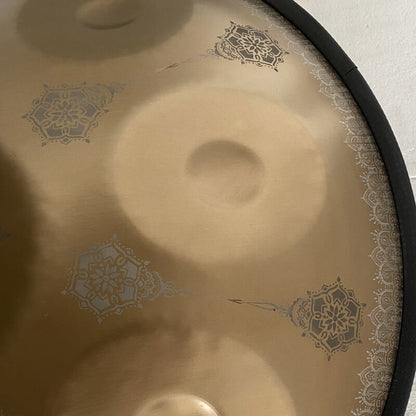 MiSoundofNature Customized F3 Standard Version Hand Pan 22 Inch (12+2) Notes Stainless Steel / Nitride Steel Handmade Mandala Handpan Drum, Available in 432 Hz and 440 Hz