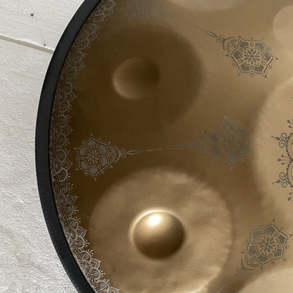 MiSoundofNature Mandala Pattern Handmade Customized Stainless Steel HandPan Drum D Minor Sabye Scale 22 Inch 9/10/12 Notes Featured, Available in 432 Hz and 440 Hz