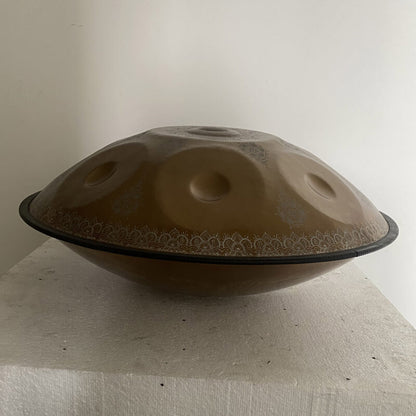 MiSoundofNature Mini Handpan Drum High-end Stainless Steel Handmade in G Minor 9 Notes 18 Inches - Available in 432 Hz and 440 Hz, Laser engraved Mandala pattern. Never fade.