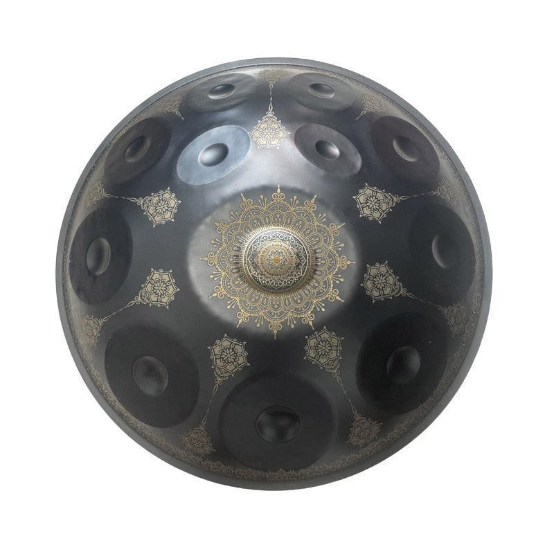 MiSoundofNature Mandala Pattern Handmade Customized Featured F3 Nitride Steel Handpan Drum 22 Inch 9/10/11/12 Notes, Available in 432 Hz and 440 Hz
