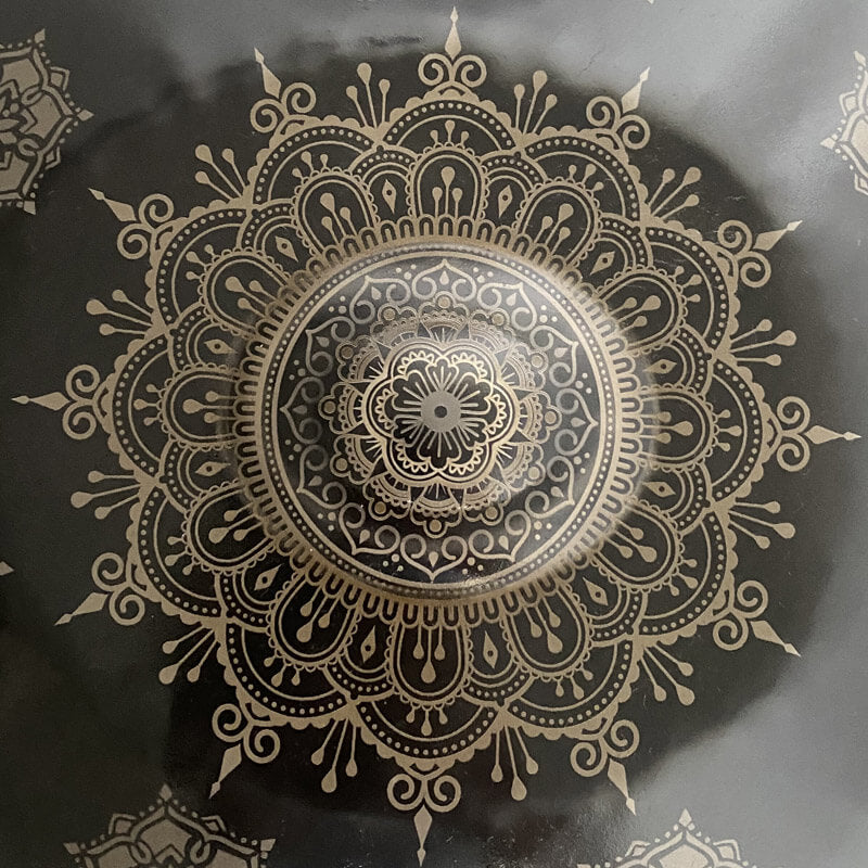 MiSoundofNature Customized F3 Standard Version Hand Pan 22 Inch (12+2) Notes Stainless Steel / Nitride Steel Handmade Mandala Handpan Drum, Available in 432 Hz and 440 Hz