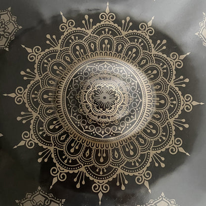 MiSoundofNature Customized F3 Standard Version Hand Pan 22 Inch (12+2) Notes Stainless Steel / Nitride Steel Handmade Mandala Handpan Drum, Available in 432 Hz and 440 Hz