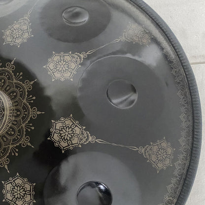 MiSoundofNature Customized F3 Standard Version Hand Pan 22 Inch (12+2) Notes Stainless Steel / Nitride Steel Handmade Mandala Handpan Drum, Available in 432 Hz and 440 Hz