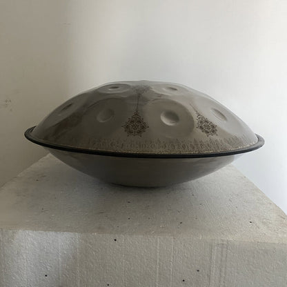 MiSoundofNature Customized F3 Standard Version Hand Pan 22 Inch (12+2) Notes Stainless Steel / Nitride Steel Handmade Mandala Handpan Drum, Available in 432 Hz and 440 Hz
