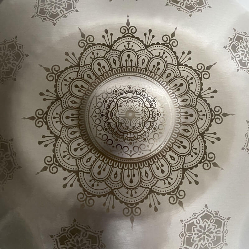 MiSoundofNature Customized F3 Standard Version Hand Pan 22 Inch (12+2) Notes Stainless Steel / Nitride Steel Handmade Mandala Handpan Drum, Available in 432 Hz and 440 Hz