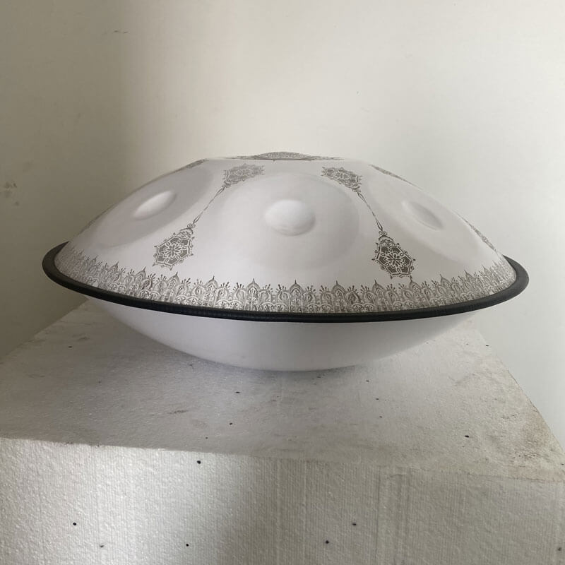 MiSoundofNature Mini Handpan Drum High-end Stainless Steel Handmade in G Minor 9 Notes 18 Inches - Available in 432 Hz and 440 Hz, Laser engraved Mandala pattern. Never fade.