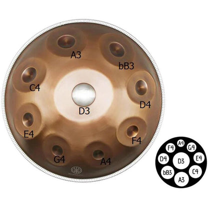 MiSoundofNature 22 Inch 9 Notes Stainless Steel Handpan Drum, Kurd / Celtic Scale D Minor, Available in 432 Hz and 440 Hz, High-end Percussion Instrument