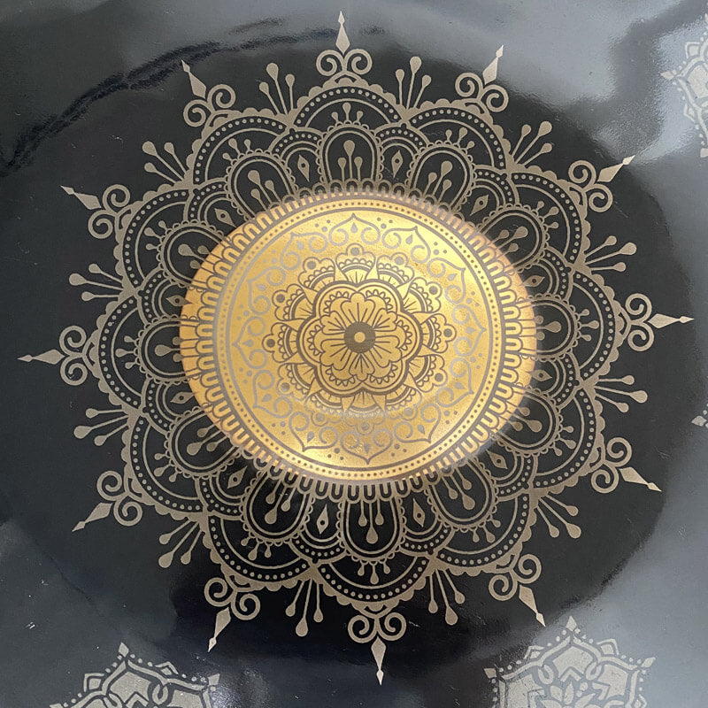 MiSoundofNature Customized F3 Dorian Scale Handmade 22 Inch 9 Notes Stainless Steel / Nitride Steel Mandala pattern Handpan Drum, Available in 432 Hz and 440 Hz