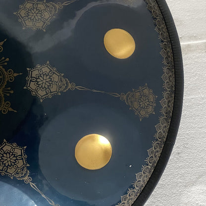 MiSoundofNature Customized F3 Dorian Scale Handmade 22 Inch 9 Notes Stainless Steel / Nitride Steel Mandala pattern Handpan Drum, Available in 432 Hz and 440 Hz