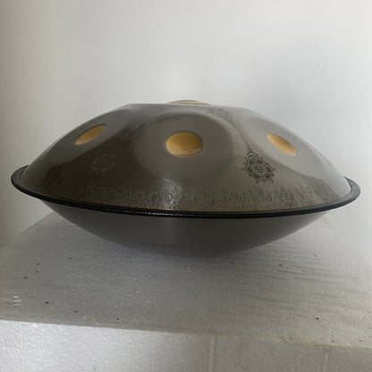 MiSoundofNature Customized F3 Dorian Scale Handmade 22 Inch 9 Notes Stainless Steel / Nitride Steel Mandala pattern Handpan Drum, Available in 432 Hz and 440 Hz