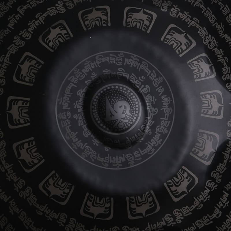 MiSoundofNature Customized Sanskrit C Major 22 Inch 9/10/12 Notes Stainless Steel / Nitride Steel Handpan Drum, Available in 432 Hz & 440 Hz