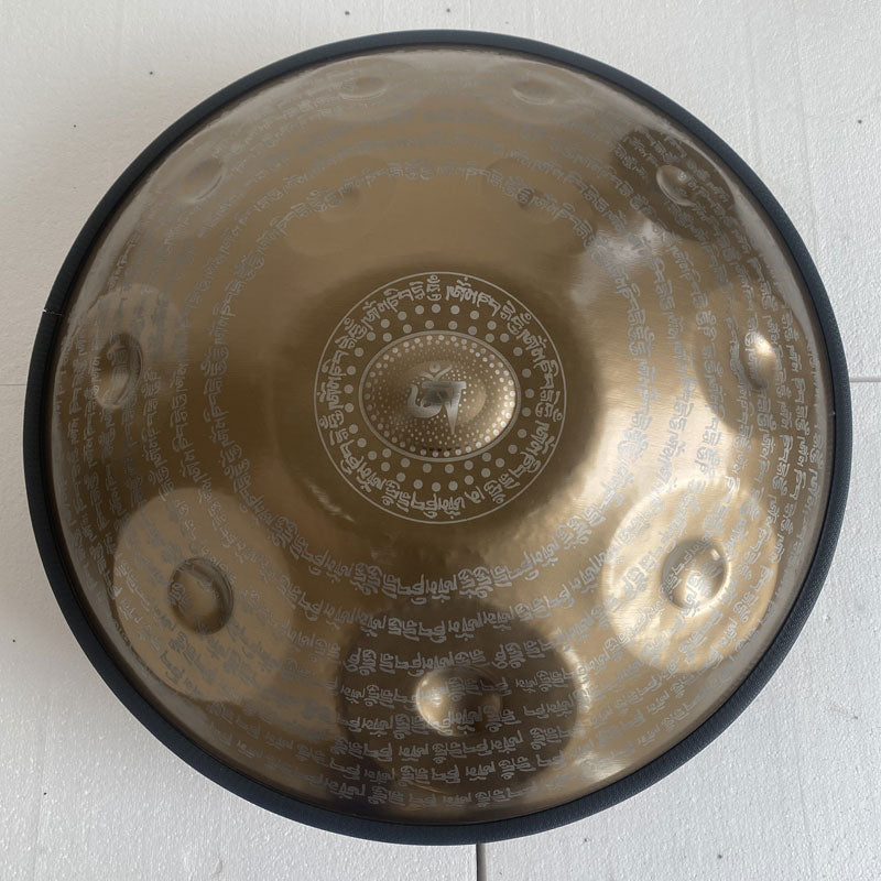 MiSoundofNature Customized Sanskrit D Minor Sabye Scale 22 Inch 9/10/12 Notes Stainless Steel / Nitride Steel Handpan Drum, Available in 432 Hz & 440 Hz
