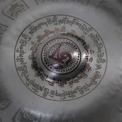 MiSoundofNature Customized Sanskrit F3 22 Inch 14(12+2) Notes Stainless Steel / Nitride Steel Handpan Drum, Available in 432 Hz & 440 Hz