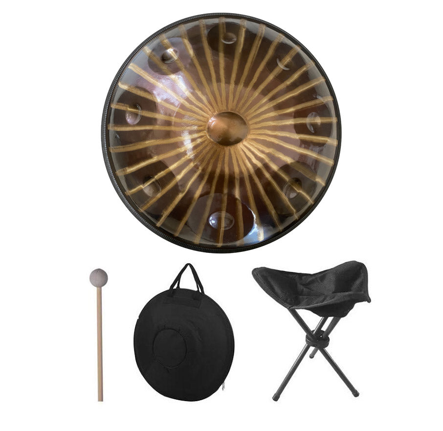 Customized Sun God E La Sirena Scale 22 Inch 9 Notes High-end Stainless Steel Handpan Drum, Available in 432 Hz and 440 Hz