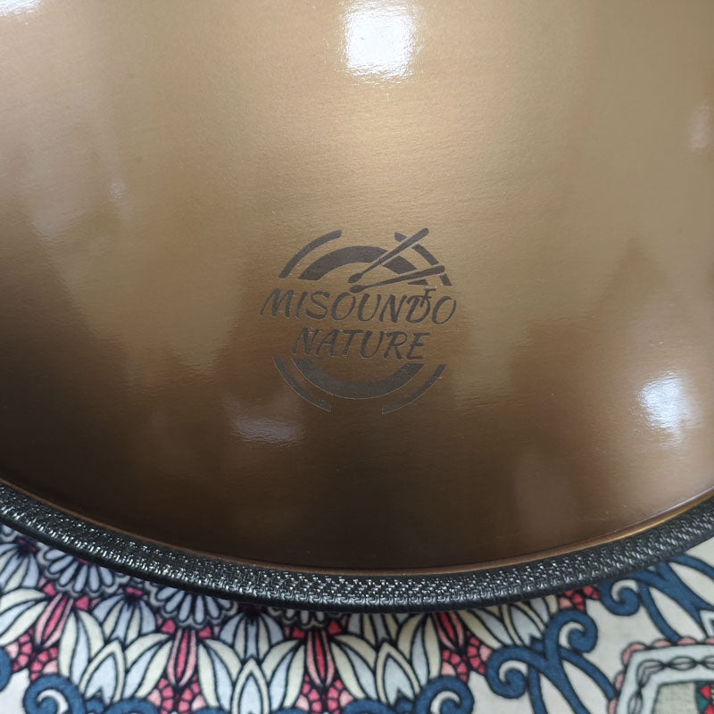 MiSoundofNature King Kurd / Celtic D-Moll 22 Zoll 9/10/12 Noten Edelstahl / Nitrierter Stahl Handpan-Trommel, erhältlich in 432 Hz und 440 Hz - Vergoldeter Klangbereich