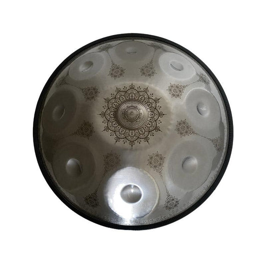 MiSoundofNature Mini Handpan Drum High-end Stainless Steel Handmade in G Minor 9 Notes 18 Inches - Available in 432 Hz and 440 Hz, Laser engraved Mandala pattern. Never fade. - HLURU.SHOP