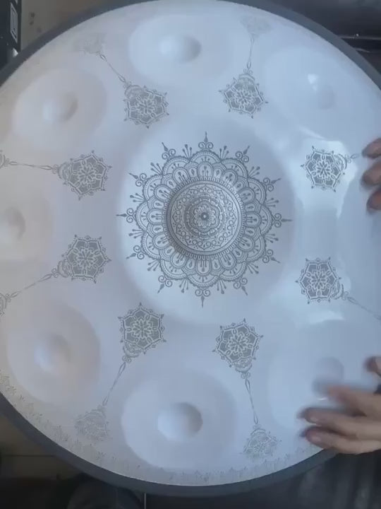 MiSoundofNature Mandala Pattern Handmade Stainless Steel HandPan Drum D Minor Amara Scale 22 Inch 9 Notes Featured, Available in 432 Hz and 440 Hz
