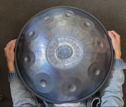 MiSoundofNature Epiphany personalizado totalmente hecho a mano Handpan Drum - Hijaz Scale D Menor Steel 22 Pulgadas 9/10/12 Notas, disponible en 432 Hz y 440 Hz