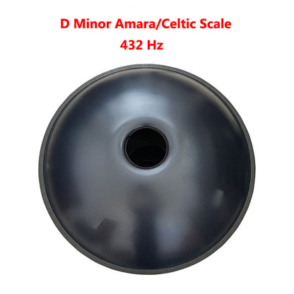 MiSoundofNature King Handmade 22 Inches 9 Notes D Minor Amara/Celtic Scale Stainless Steel / Nitride Steel Handpan Drum, Available in 432 Hz and 440 Hz - Gold-plated Sound Area