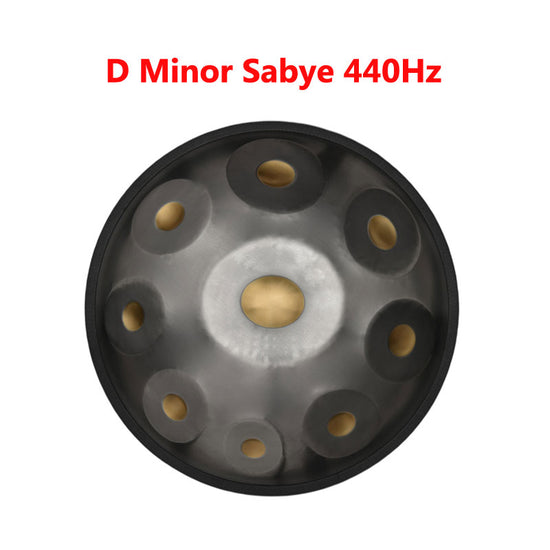 MiSoundofNature King Handmade Customized 22 Inches 9/10/12 Notes D Minor Sabye Scale Stainless Steel / Nitride Steel Handpan Drum, Available in 432 Hz and 440 Hz - Gold-plated Sound Area