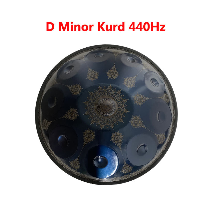 MiSoundofNature Handpan Drum Handmade D Minor 22 Inch 10 Notes Featured High-end Nitride Steel Percussion Instrument - Laser engraved Mandala pattern. Never fade.