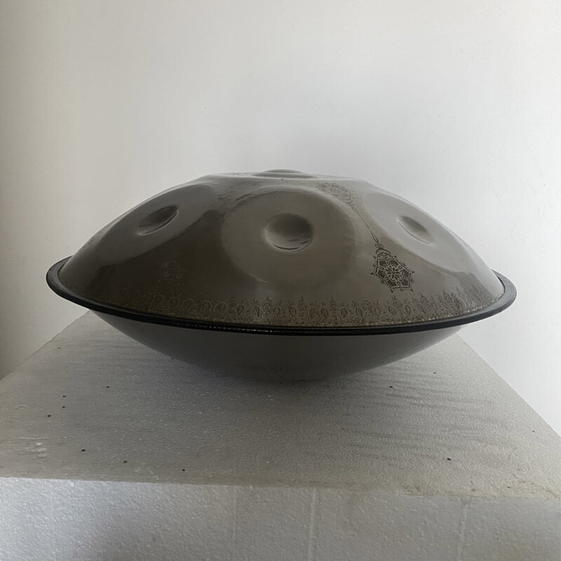 MiSoundofNature Mini Handpan Drum High-end Stainless Steel Handmade in G Minor 9 Notes 18 Inches - Available in 432 Hz and 440 Hz, Laser engraved Mandala pattern. Never fade.