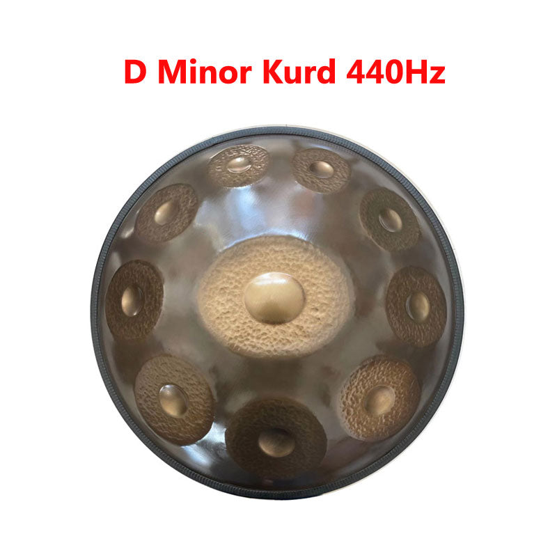 MiSoundofNature Sun God Handmade Hammering High-end 22 Inches 12 Tones Nitride Steel Handpan Drum, Kurd Scale D Minor, Available in 432 Hz and 440 Hz