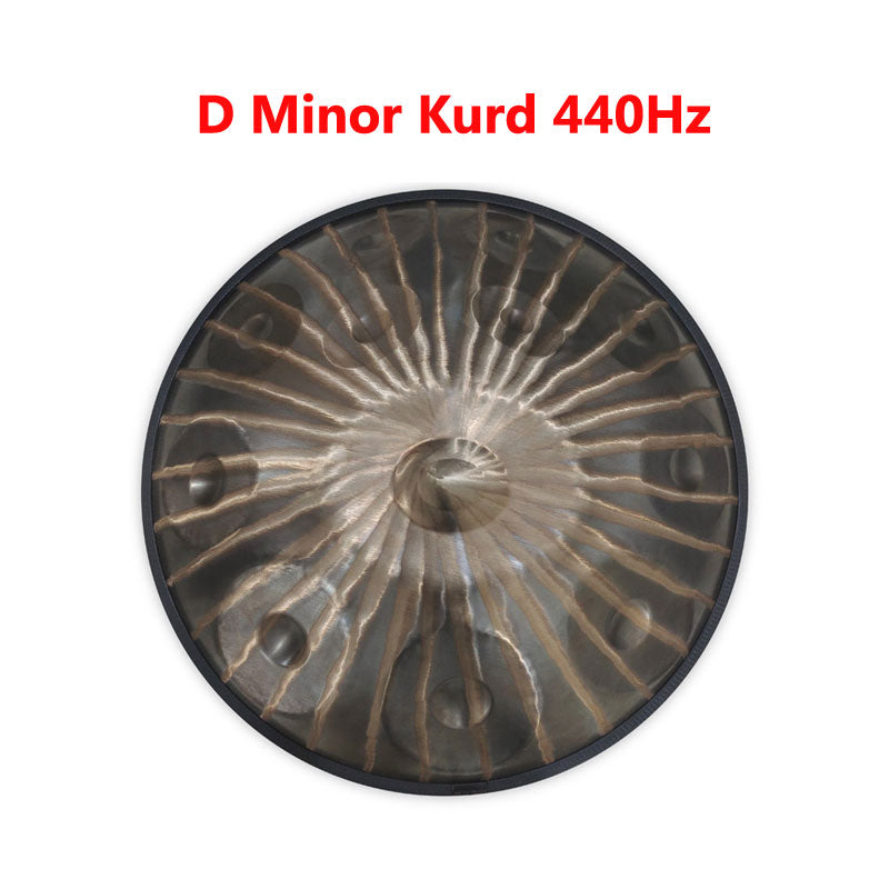 MiSoundofNature Sun God 22 Inch 9/10/12 Notes High-end Stainless Steel Handpan Drum, Kurd / Celtic D Minor, Available in 432 Hz and 440 Hz - Severe Quenching Heat Treatment