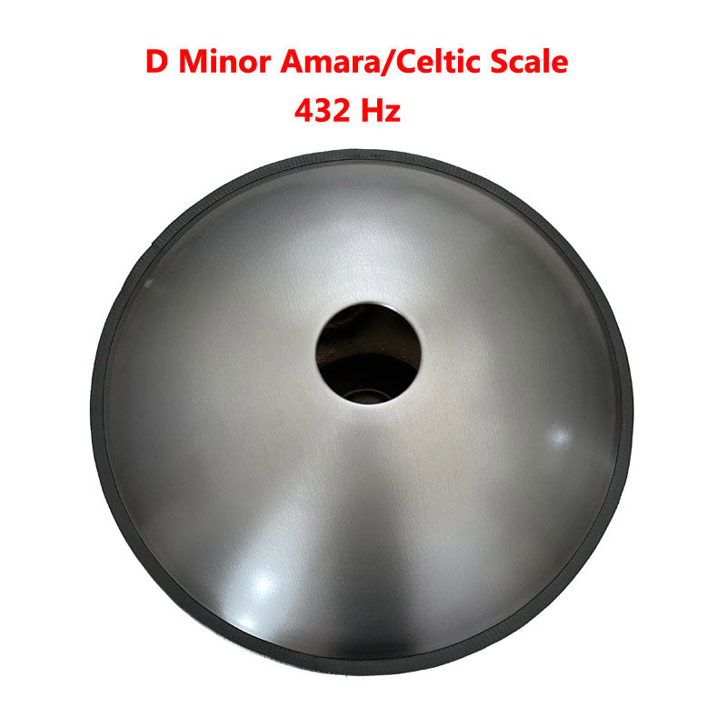 MiSoundofNature Royal Garden Stainless Steel HandPan Drum D Minor Amara Scale 22 In 9 Notes, Available in 432 Hz and 440 Hz - Gold-plated Sound Area, Laser engraved Mandala pattern. Never fade.