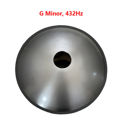 King Mini Handpan Drum G Minor 18 Inch 9 Notes High-end Stainless Steel Percussion Instrument, Available in 432 Hz and 440 Hz, - Gold-plated Sound Area